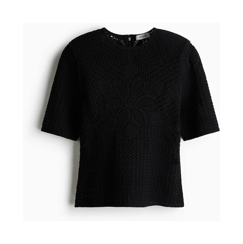 H&M - Crochet-look top - černá 113641225