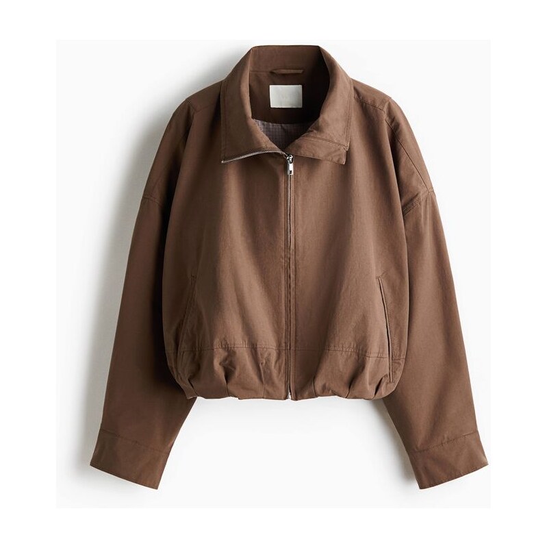 H&M - Bubble-hem cotton jacket - béžová 113641336