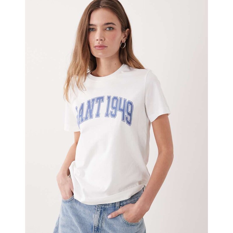 GANT graphic collegiate t-shirt in white
