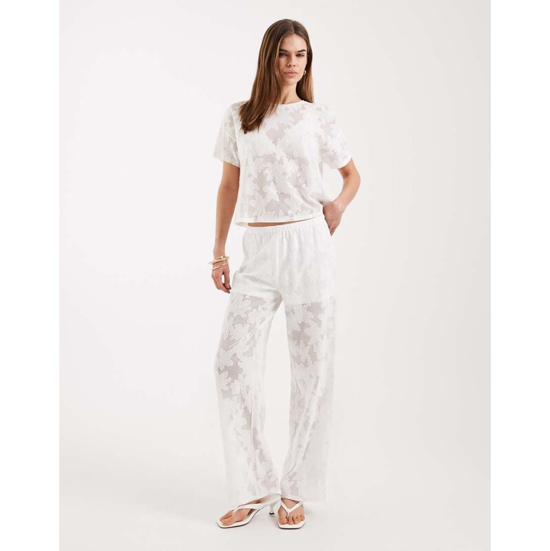 ONLY wide leg lace trouser co-ord in white
