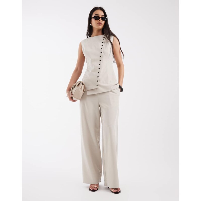 Pretty Lavish tailored trouser co-ord in stone-Neutral 113642894