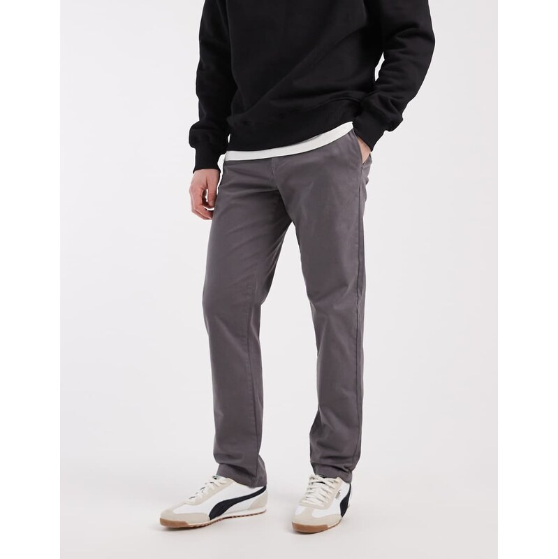New Look slim fit chinos in charcoal-Grey