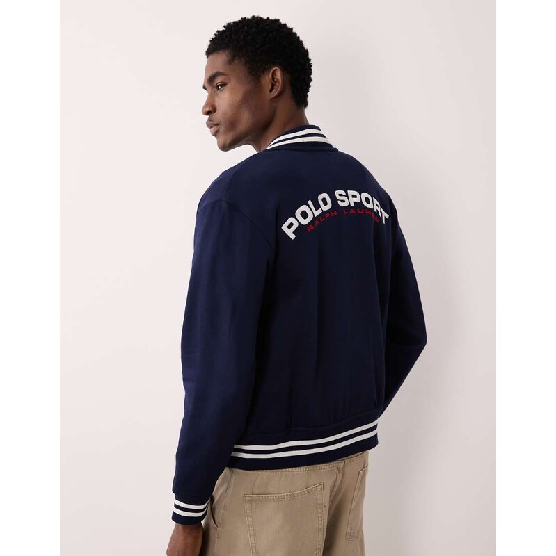 Polo Ralph Lauren Sport back print baseball jacket in navy