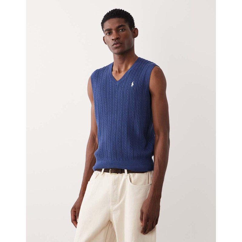 Polo Ralph Lauren icon logo cotton sweater vest in navy