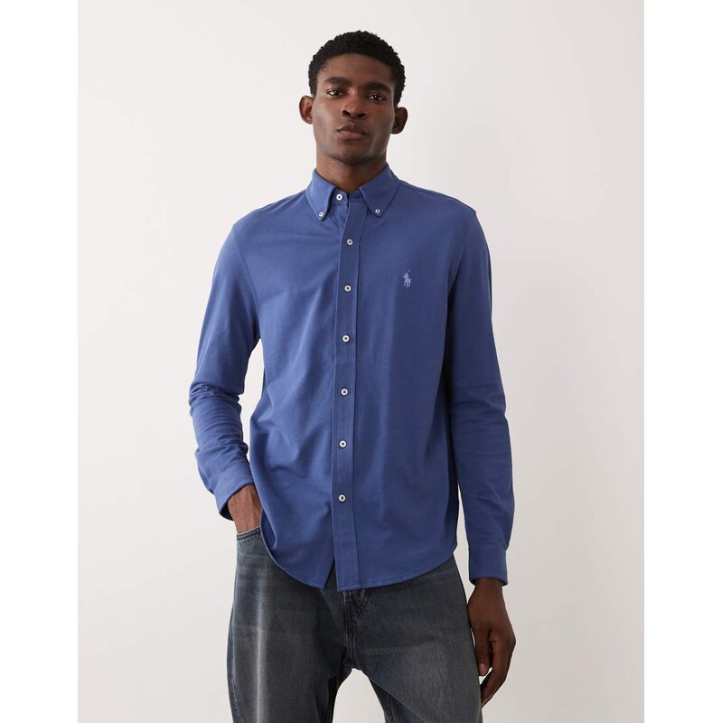 Polo Ralph Lauren icon logo long sleeve cotton shirt in navy