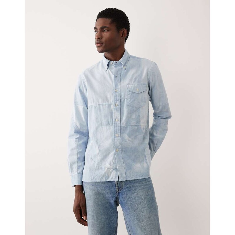 Polo Ralph Lauren patchwork long sleeve shirt in blue