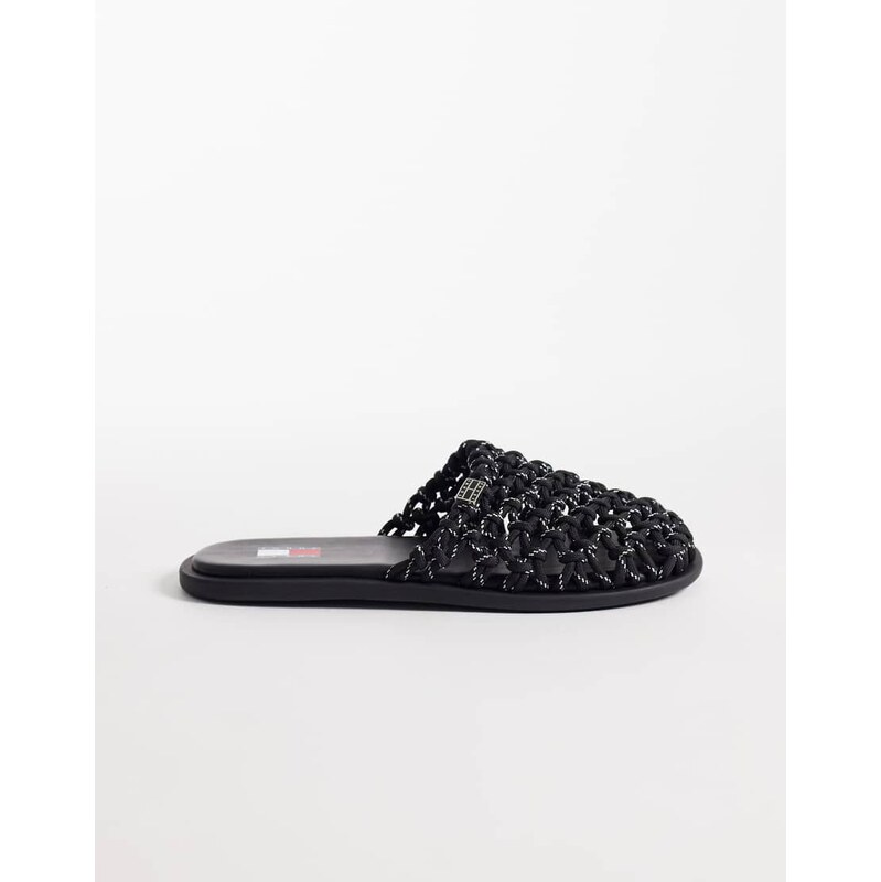 Tommy Jeans woven mesh mule flats in black