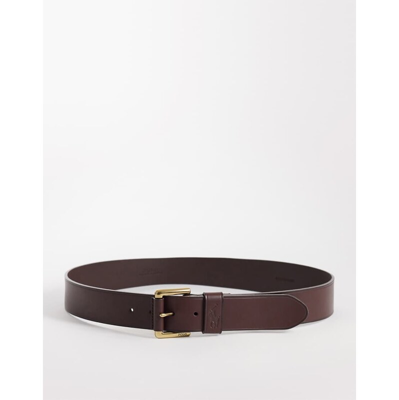 Polo Ralph Lauren icon logo leather belt in brown-Green