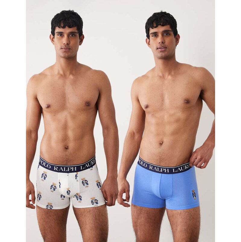 Polo Ralph Lauren 2 pack boxer briefs with bear graphic in white