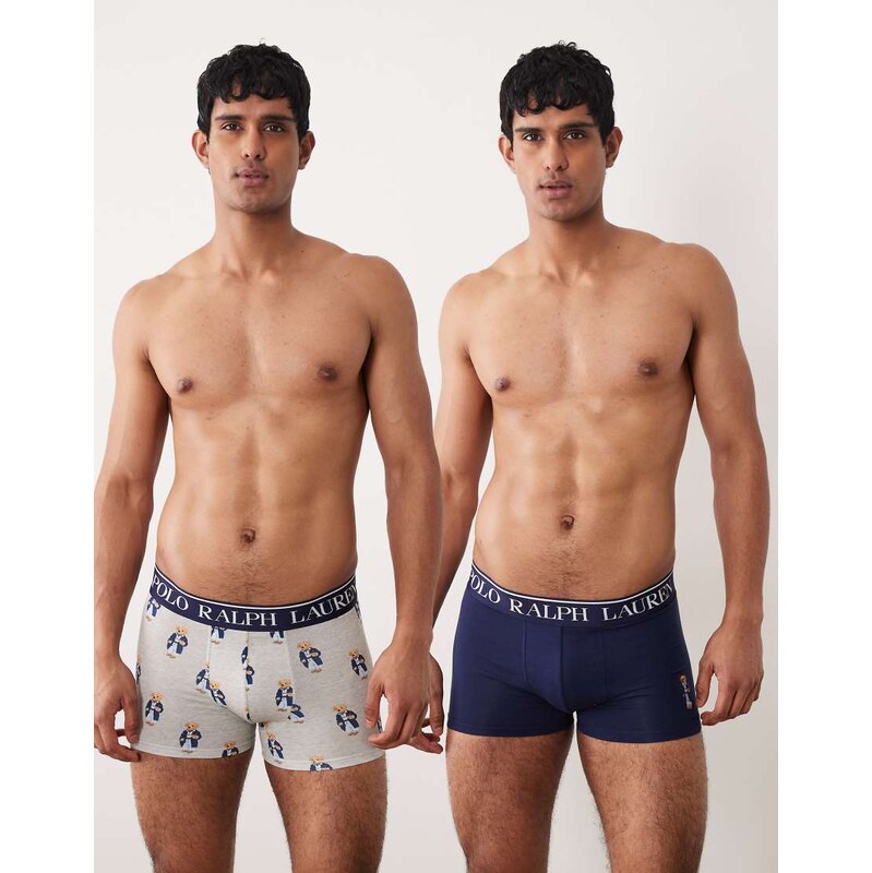Polo Ralph Lauren 2 pack boxer briefs with bear graphic in navy