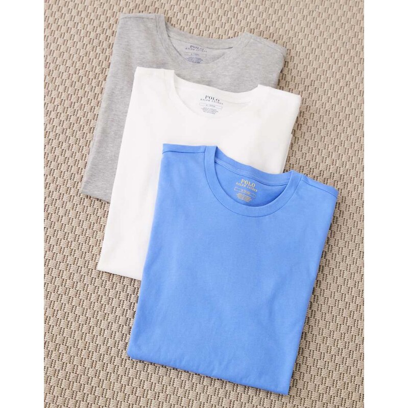 Polo Ralph Lauren 3 pack lounge t-shirts in white blue and grey