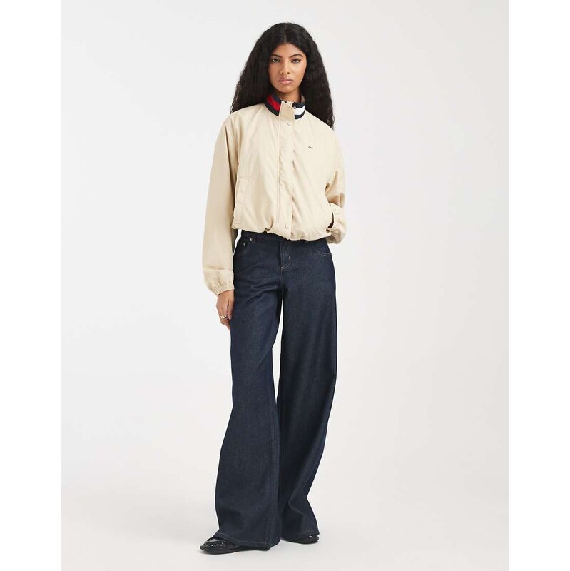 Tommy Jeans essential high neck jacket in beige-Neutral 113643028