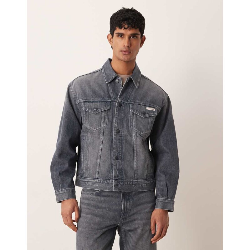 Calvin Klein Jeans trucker denim jacket co-ord in dark wash blue