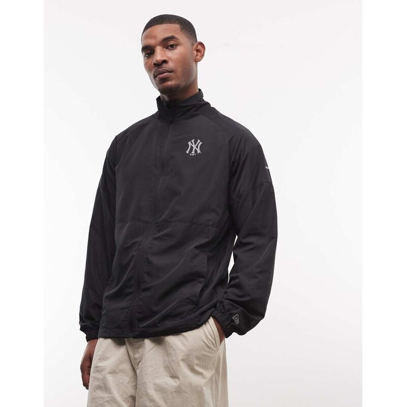 New Era NY Yankees woven zip through tracksuit top in black
