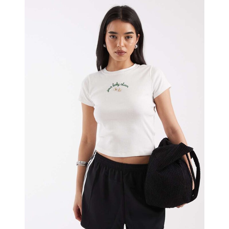 Hollister st patricks graphic baby tee in white