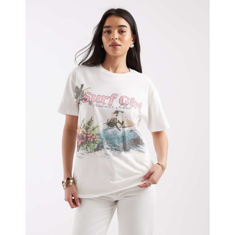 Hollister oversized graphic t-shirt in white