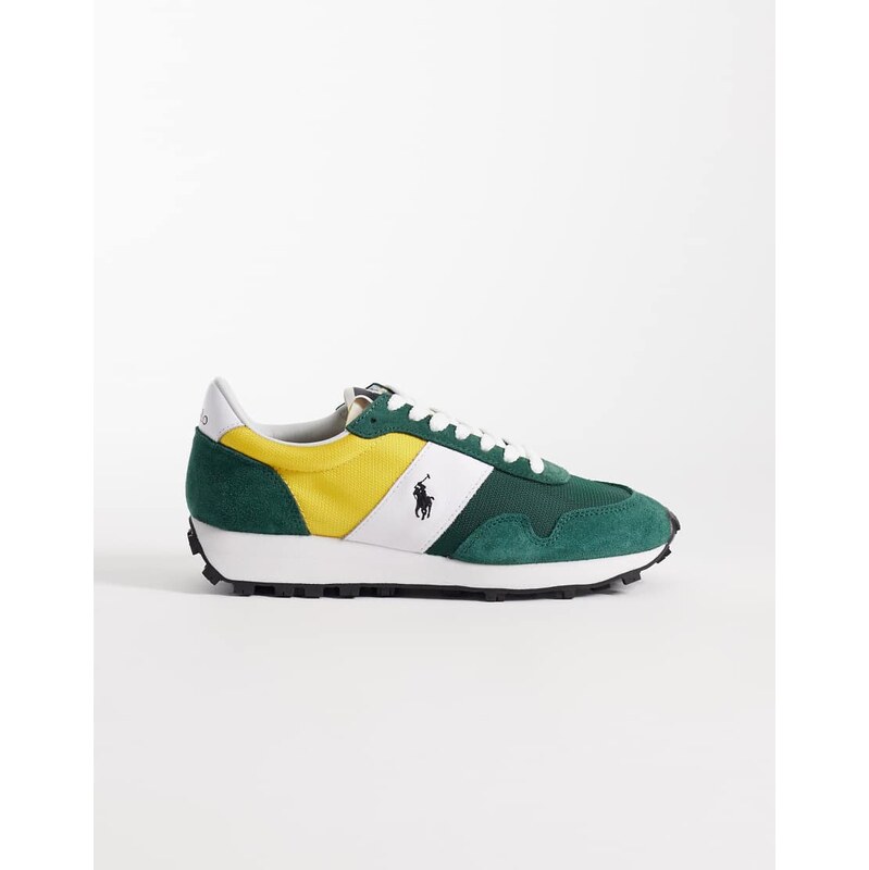 Polo Ralph Lauren lace up trainers in green and yellow