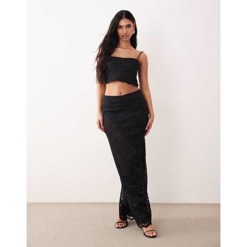ASOS DESIGN lace maxi skirt co-ord in black