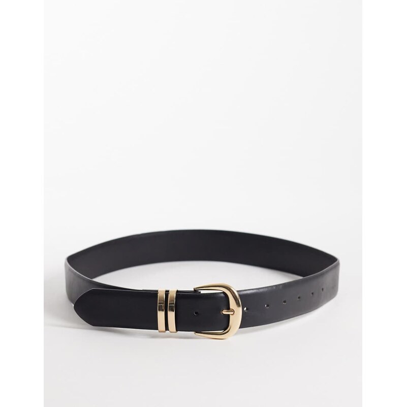 New Look gold metal loop belt in black