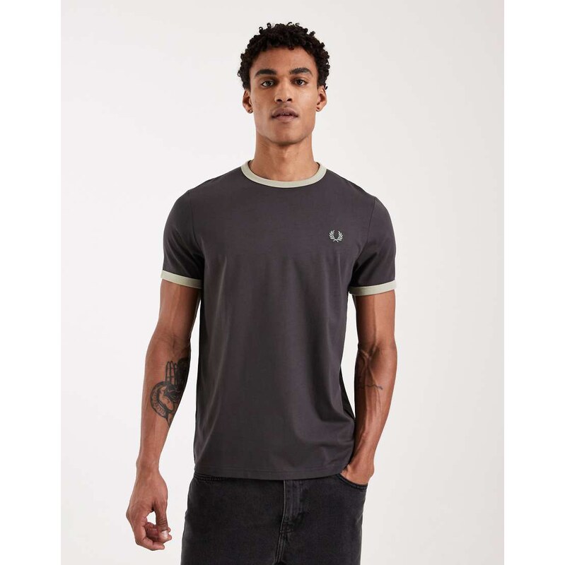Fred Perry logo ringer t-shirt in grey