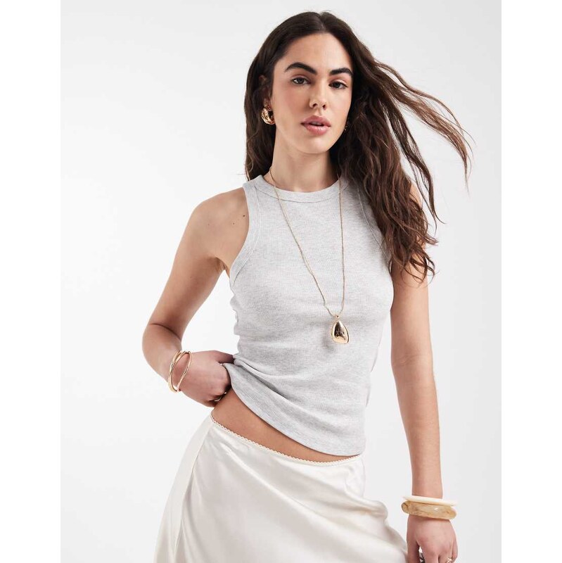 New Look racer vest in light grey 115188540