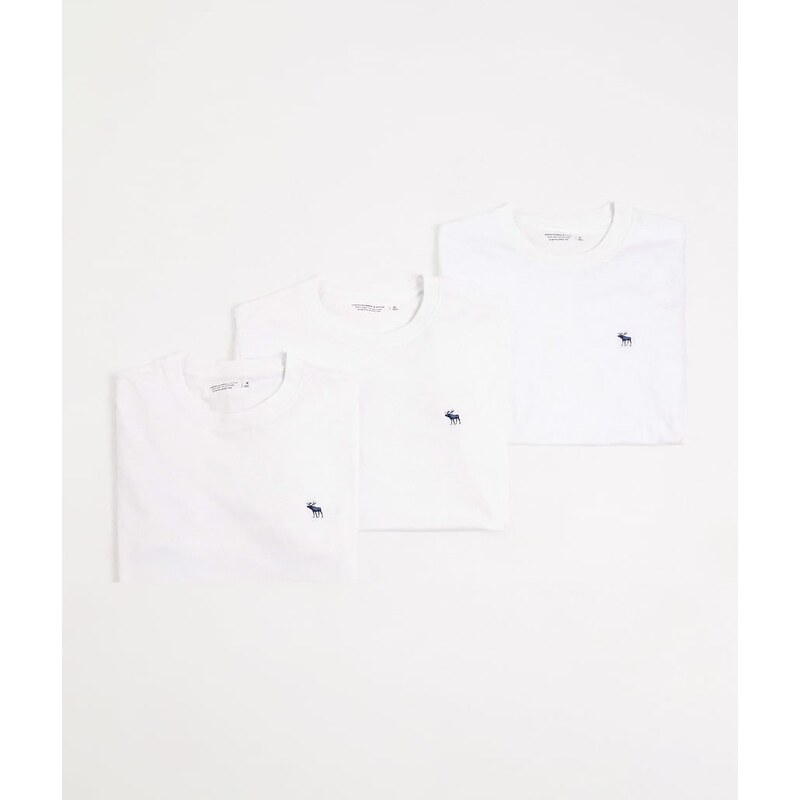 Abercrombie & Fitch 3 pack short sleeve t-shirt in white 115685898