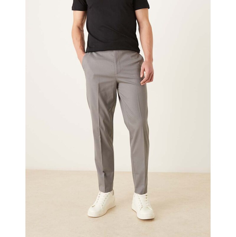ASOS DESIGN tailored tapered trouser with back adjuster in grey