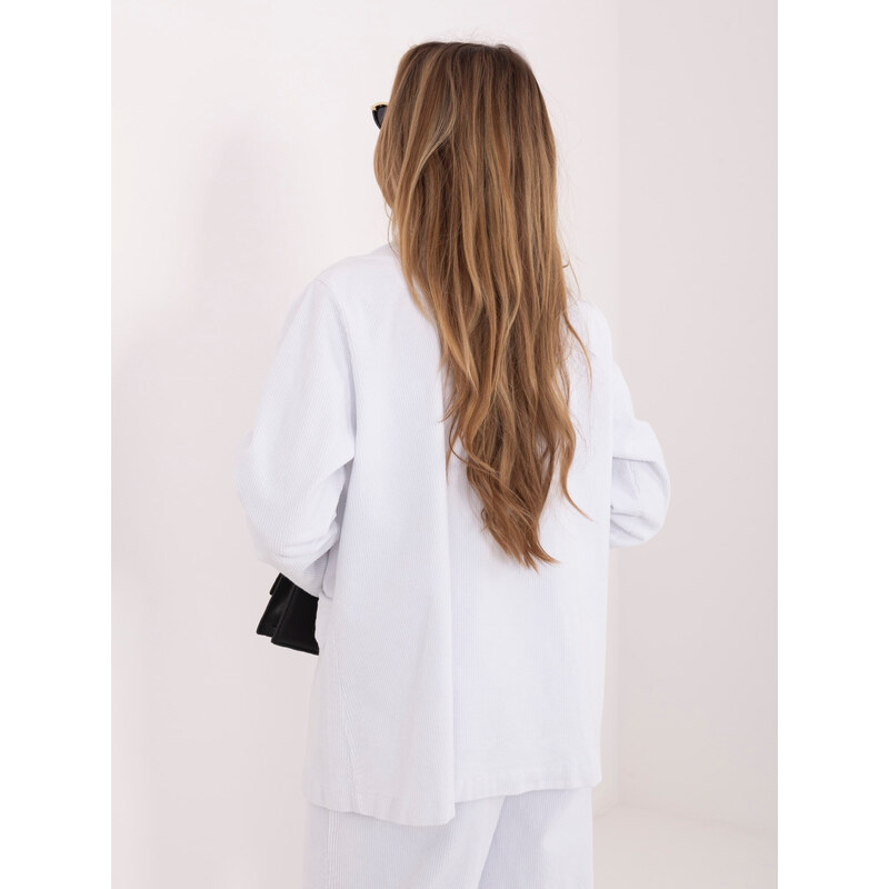 RUE PARIS Bílý jednořadý sametový blazer