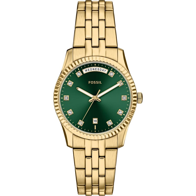 FOSSIL Analogové hodinky SCARLETTE zlatá / smaragdová