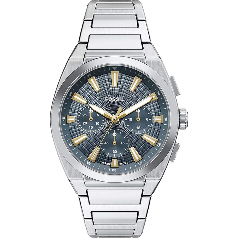 FOSSIL Analogové hodinky Everett černá / stříbrná