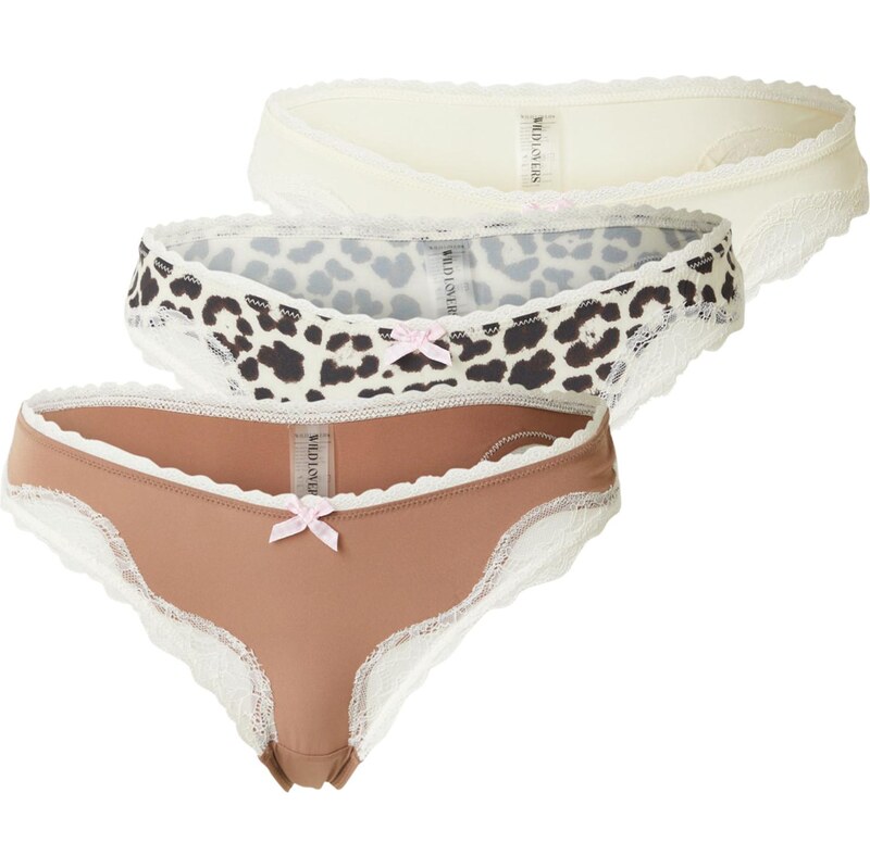 WILD LOVERS Tanga CHANTAL světle hnědá / tmavě hnědá / barva bílé vlny 113649536