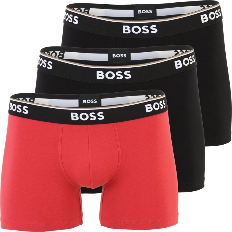 BOSS Boxerky Power červená / černá / bílá