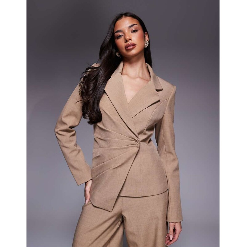 ASOS LUXE premium co-ord side seam detail blazer in tan-Brown