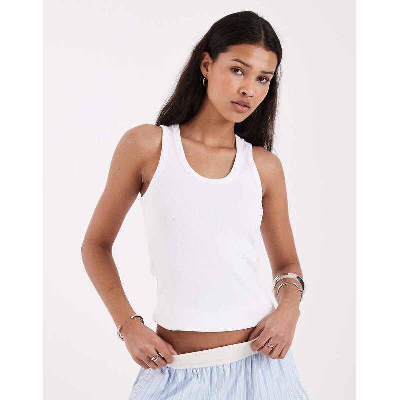 JJXX Frida ribbed vest in white