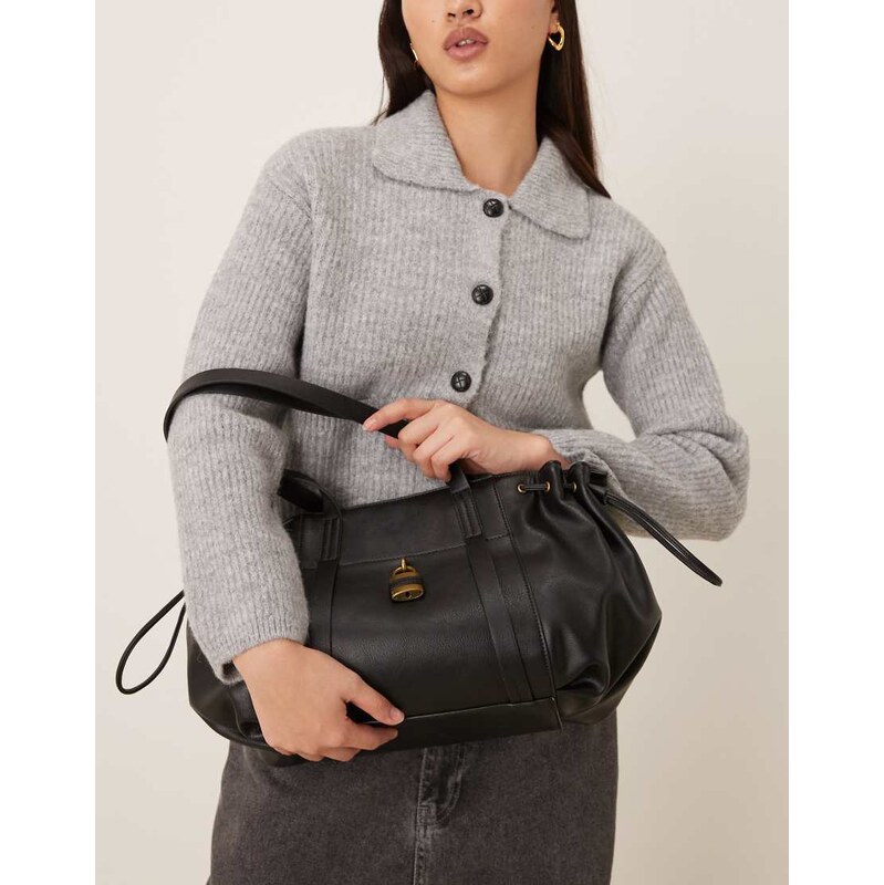 Accessorize padlock shoulder bag in black 113650145
