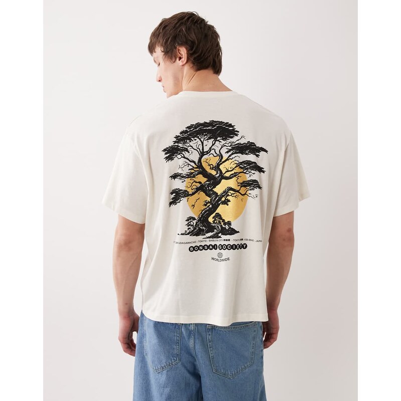 Jack & Jones t-shirt bonsai back print t-shirt in white
