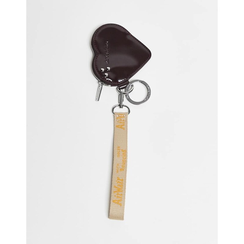 Dr Martens patent heart purse keyring in cherry red 113650171
