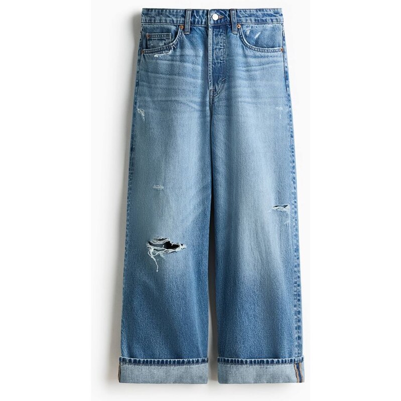H&M - Barrel Regular Waist Ankle Jeans - Denim Blue
