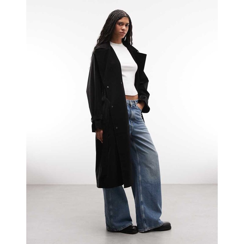 Rains 12620 waterproof belted double breasted trench coat in black 113650237