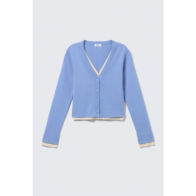 H&M - Pletený dvouvrstvý kardigans výstřihem do V - modrá 113650234