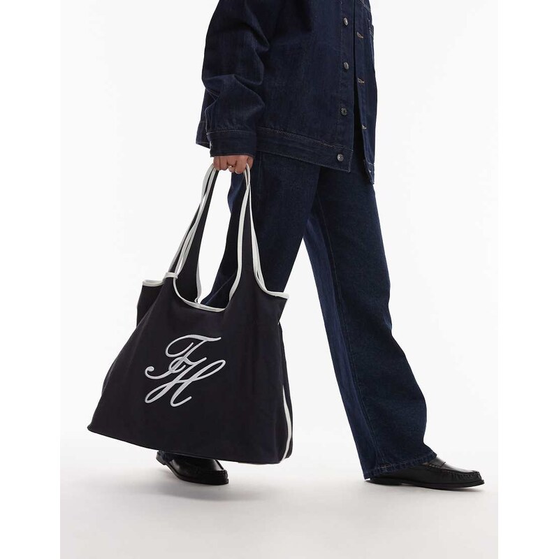 Tommy Hilfiger script logo tote bag in navy-Blue 113650271