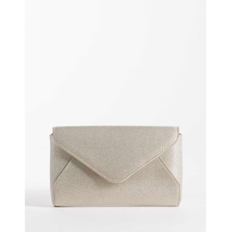 New Look shimmer clutch bag in gold 113650334