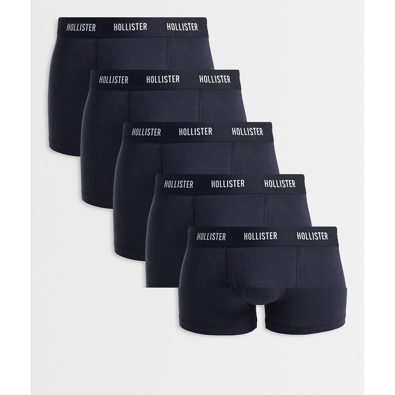 Hollister 5 pack logo band classic boxers in black