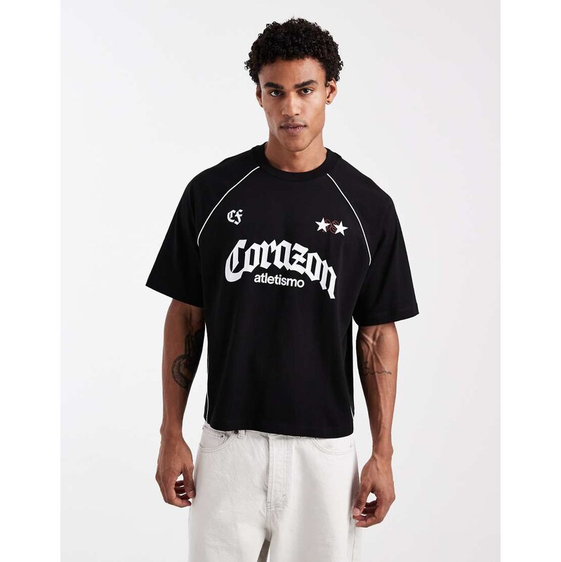ASOS DESIGN boxy oversized t-shirt with football graphic in