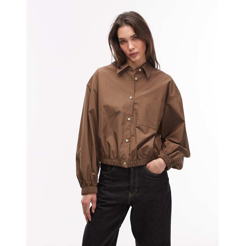 ARKET bubble hem shirt in brown 114183647