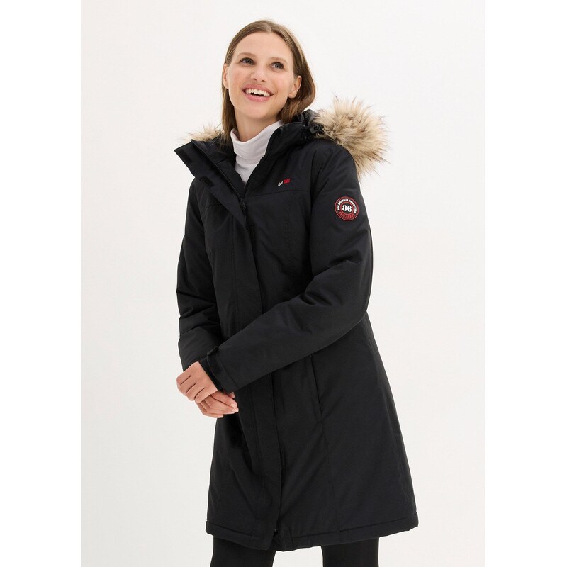 bonprix Teplý nepromokavý funkční outdoorový kabát s imitací kožešiny 15014962