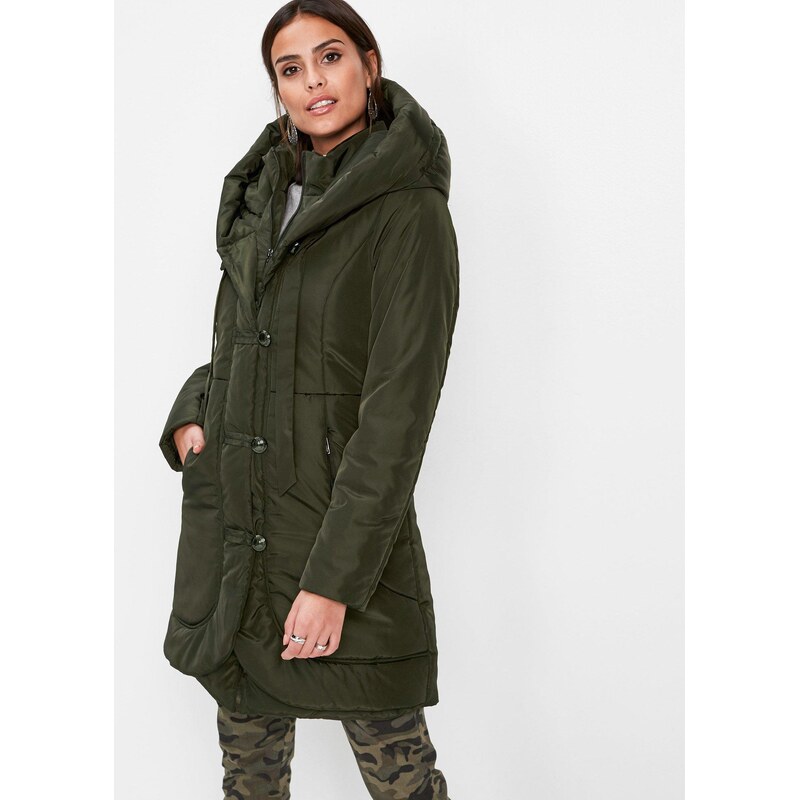 bonprix Krátký prošívaný kabát zelená Žena 43245680
