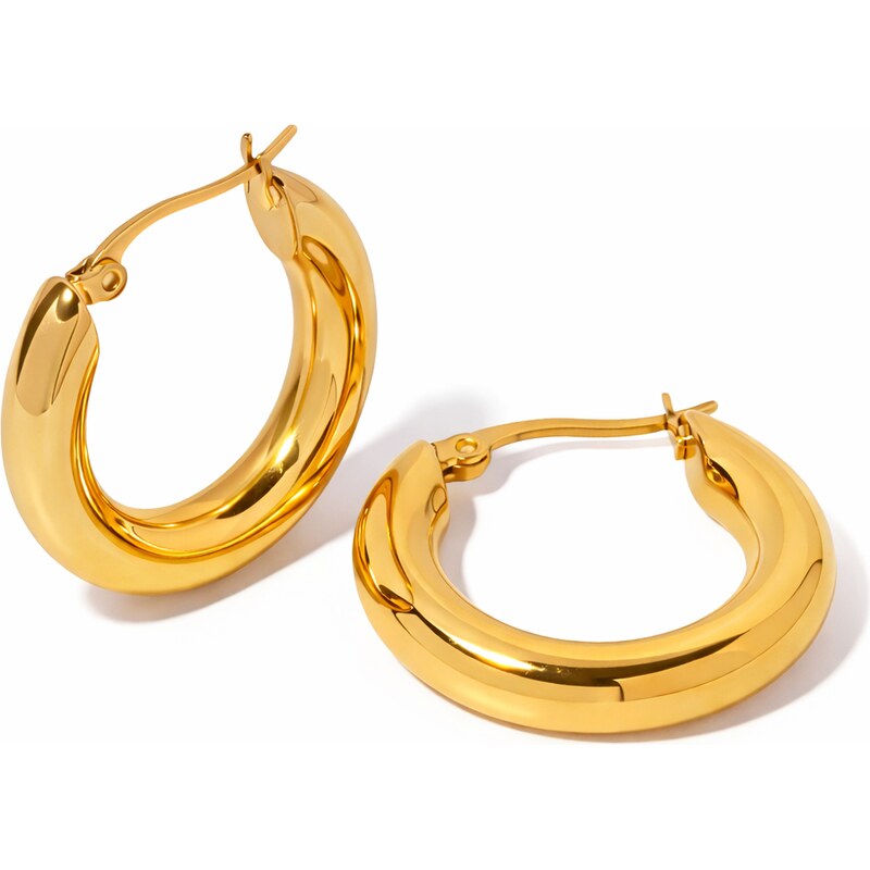 ELENYS Bold Dome Hoops – pozlacené náušnice 18K žluté zlato 108599363