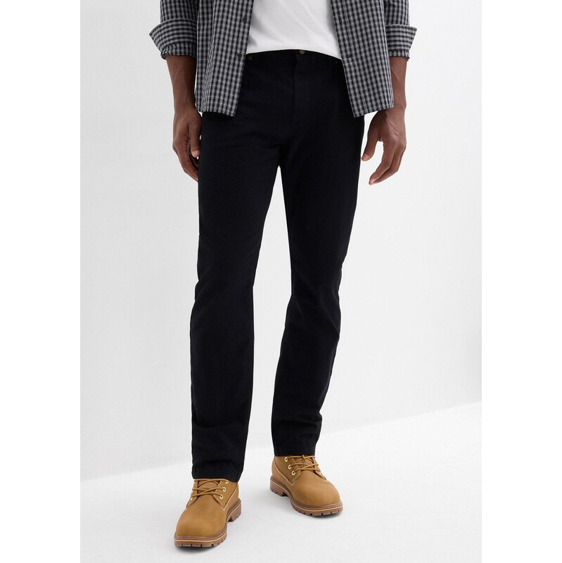 bonprix Keprové kalhoty z čisté bavlny Regular Fit, Straight