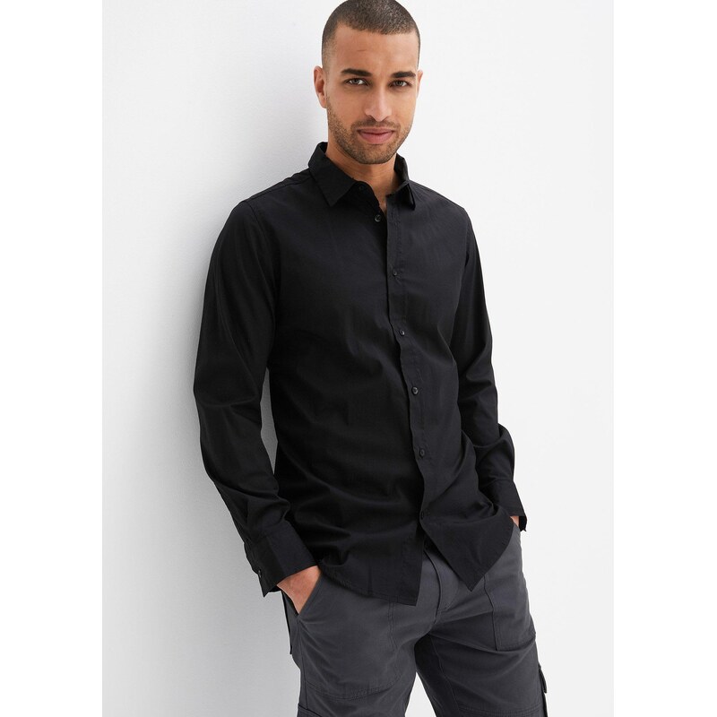 bonprix Business košile, střih Slim Fit černá Muž